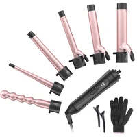 nuaer 6 in 1 curling iron professional curling wand set instant heat up hair curler with 6 interchangeable ceramic barrels