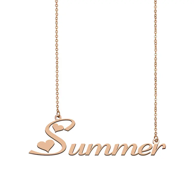 Summer Name Necklace Custom Personalized Gold Choker for Women Girls Best Friends Birthday Wedding Christmas Mother Days Gift