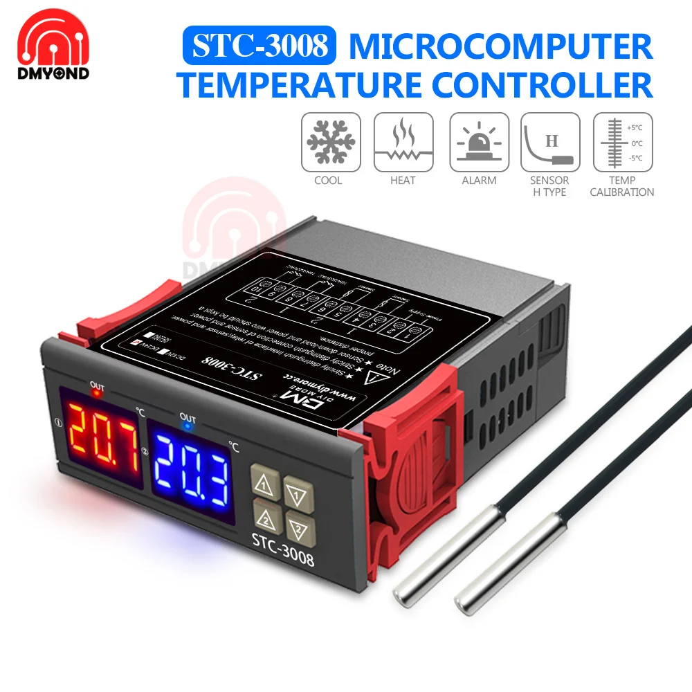 STC-1000 STC-3008 LED Digital Temperature Controller Thermostat Thermoregulator Incubator DC 12V 24V AC 110V 220V 12V-72V | Инструменты