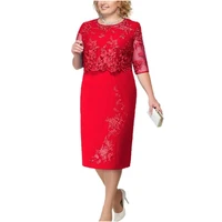 elegant lace plus size evening dress scoop neck half sleeve wedding guest party gowns short mother of the bride dresses