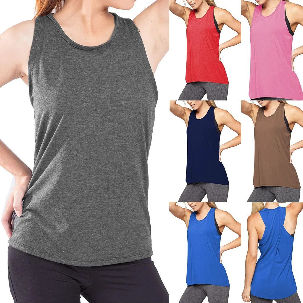 2020 Высококачественная Женская футболка для йоги с перекрестной спинкой без