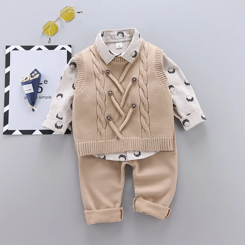HYLKIDHUOSE 2020 Весна Комплекты одежды для мальчиков младенцев Одежда малышей вязаный