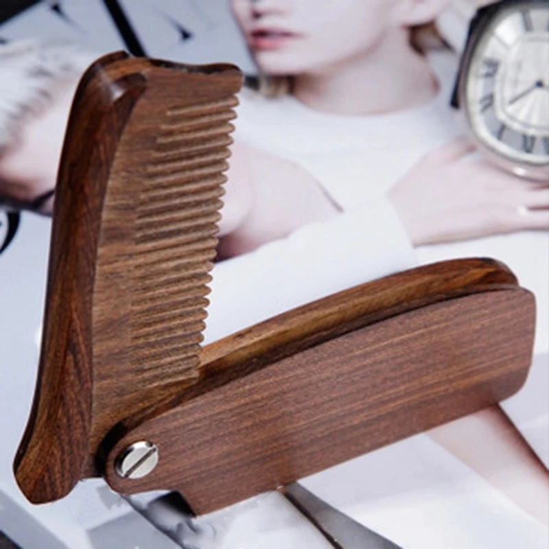 Складная деревянная расческа сандаловое дерево портативная модная для волос |
