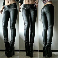 pants women faux leather slim fit pant spring autumn streetwear middle waist motorcycle long legging skinny pants trousers black