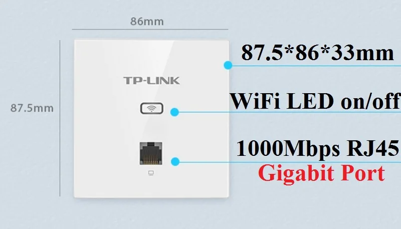 Tplink 2,4 ГГц+ 5 ГГц 1200 Мбит/с в стене AP для Wi-Fi проекта Крытый AP 802.11AC WiFi точка доступа PoE источник питания, 1000 м RJ45 порт* 1