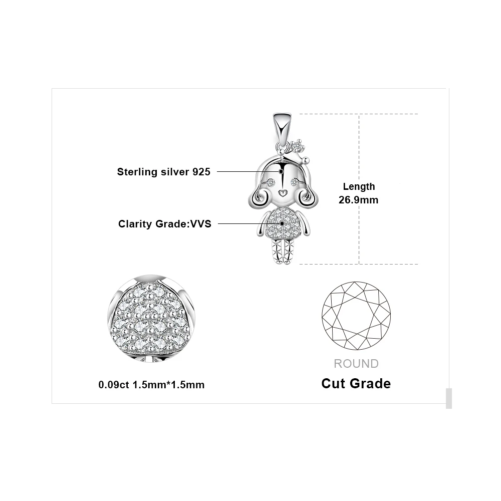 JewelryPalace 925 пробы Серебряный кубический цирконий принцесса девушка 3D кукла подвеска цепь не входит в комплект