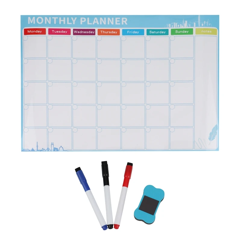 

Rewritable Message Board Calendar Stickers Creative Removable Office Soft Whiteboard Magnetic Monthly Planner