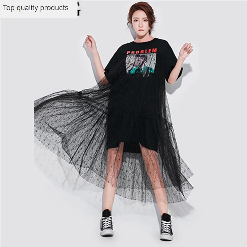 Длинные кружевные платья летнее корейское комбинированное плиссированное