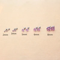 the screw back stud earrings pink zircon the needl is 1 26mm 316l stainless steel no allergy never fade