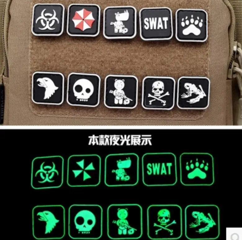 Резиновая светящаяся в темноте нашивка TAD Медведь череп Зонт Swat Fox Spartan