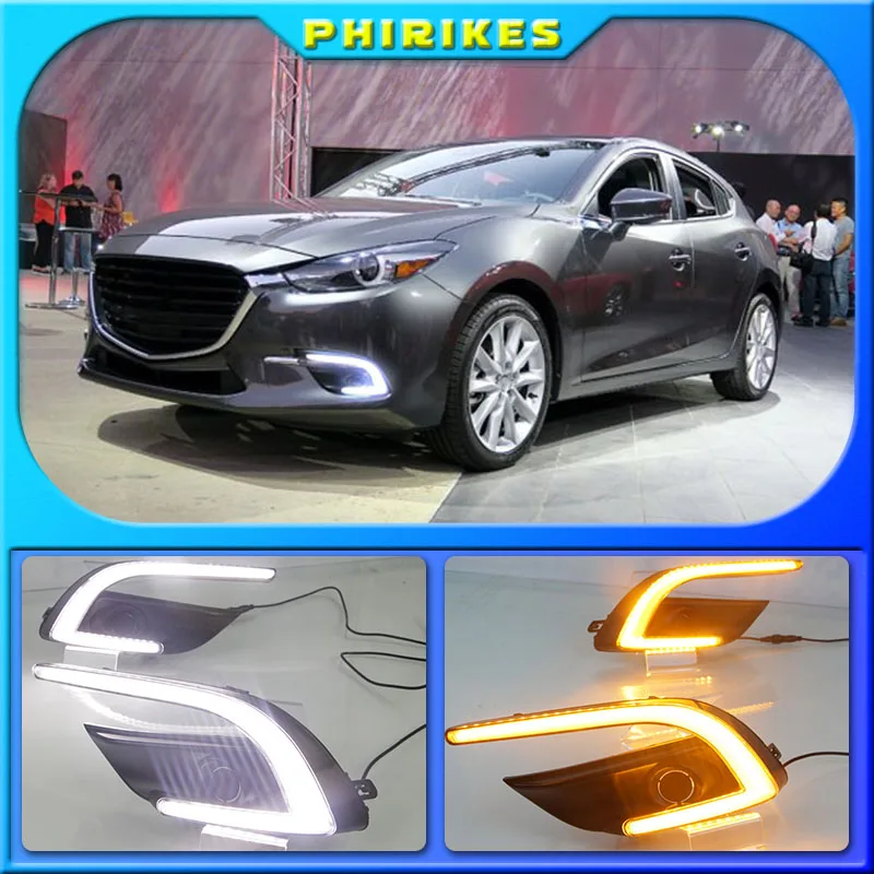 

For Mazda 3 Mazda3 Axela 2017 2018 Driving ABS DRL with yellow turn signal Daytime Running Light fog lamp Relay Daylight