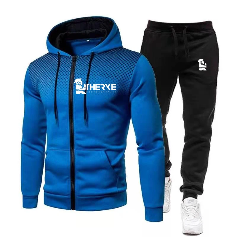 

Men's Clothing Hooded Sweatshirts Zipper Casual Tracksuit Autumn Winter Male Sweatsuit Set