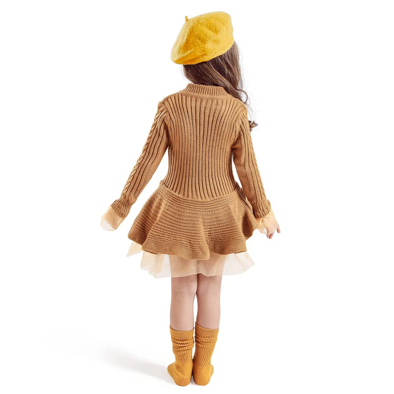 Платья для девочек шифоновые вязаные с длинным рукавом | Детская одежда и обувь