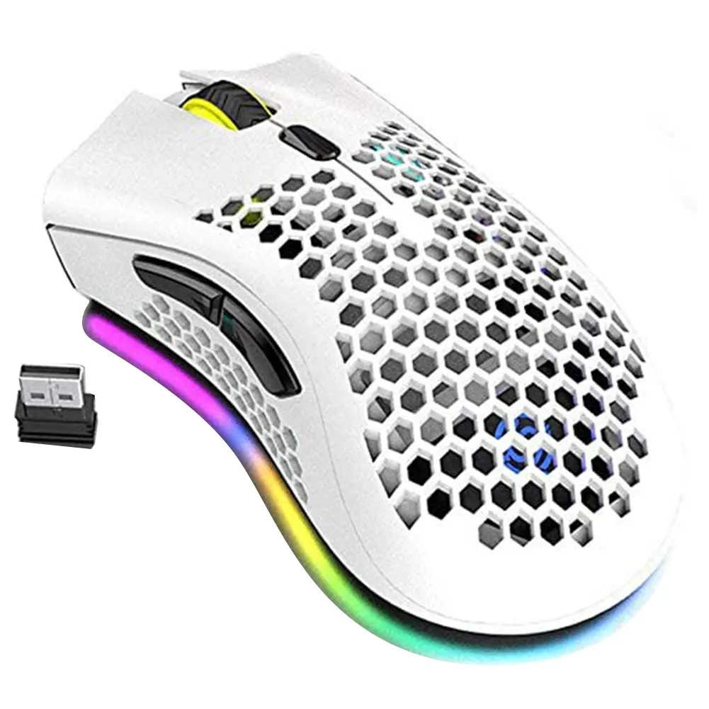 

2.4GHz Gaming Mouse Wireless 1600DPI Usb Rechargeable Mouse Colorful RGB Light Weight Computer Mouse For Laptop PC Hollow Mouse