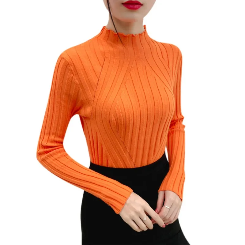 

Зимние женские пуловеры 2020, свитер, вязаный эластичный Повседневный джемпер, облегающая вязаная водолазка, свободный размер!