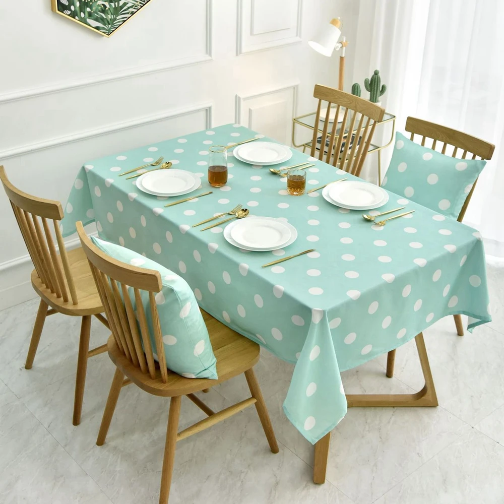 Корейская скатерть в розовый горошек с принтом на день рождения льняная