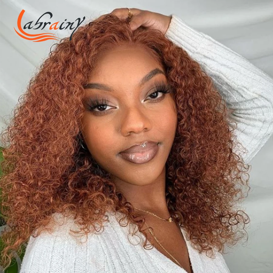 

Curly Orange HD Lace Frontal Human Hair Wigs Woman Burgundy Brown Colored Deep Wave Short Pixie Lace Front Bob 99J Red Brazilian