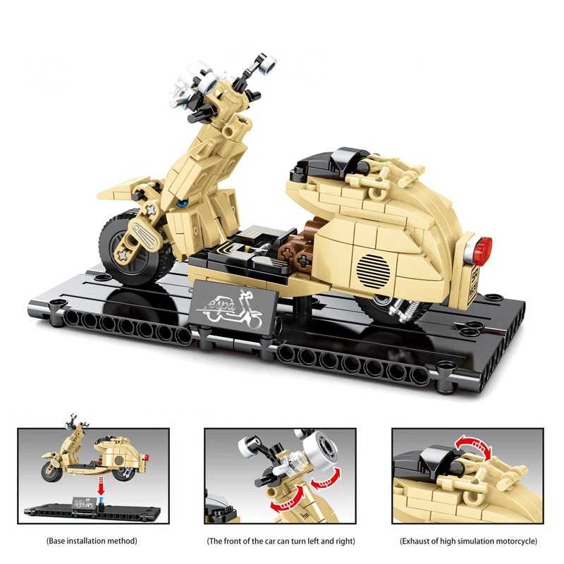 Классическая модель мотоцикла Vespas набор строительных блоков высокие технологии