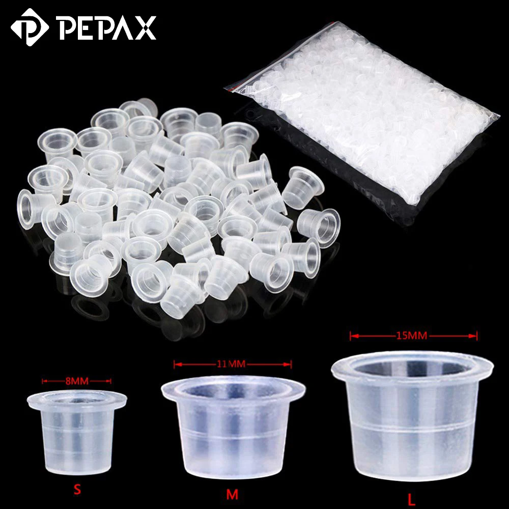 

500 шт., колпачки для тату-чернил, 8/11/15 мм