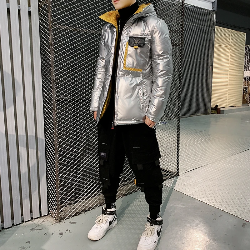 Liketkit зимнее пальто в стиле хип-хоп новинка 2019 однотонная Яркая кожаная Толстая