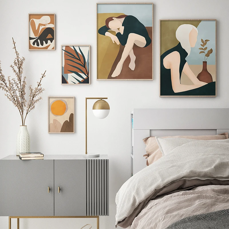 Современная Абстрактная Женская Картина на холсте минималистичный Холст