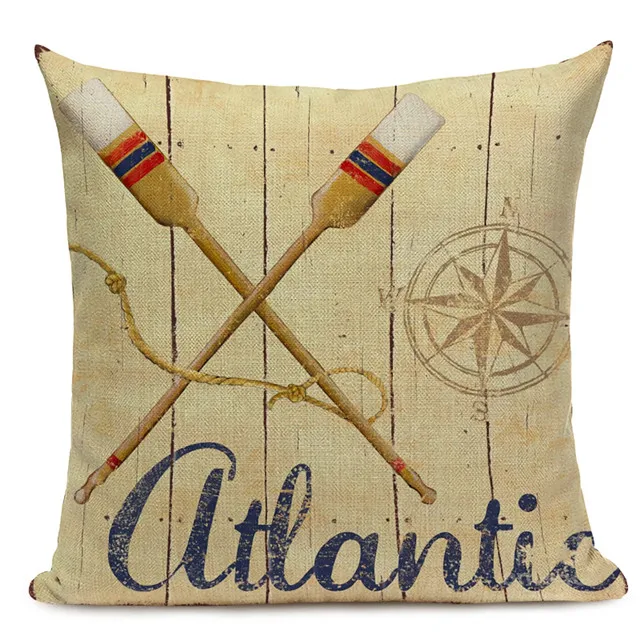 8 Decorative Cotton Retro Painting marine decoration Pillow Covers 45Cmx45Cm Square Replacement Printed Cushions Pillow Case - Цвет: 8