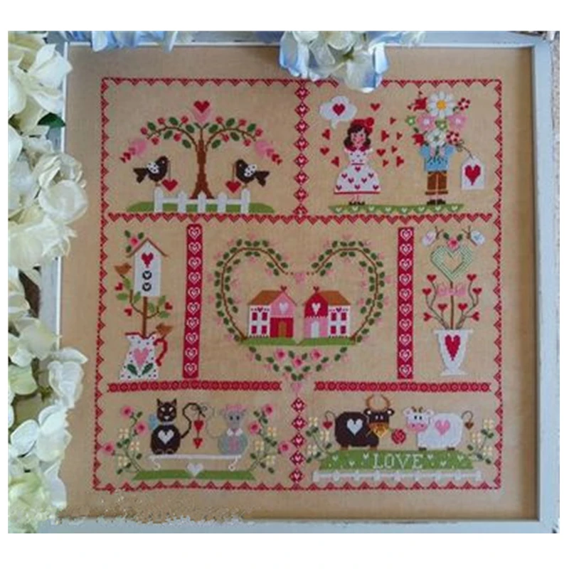 

Home of love Cross-stitch embroidery sets pattern design 18ct 14ct 11ct flaxen linen canvas embroider DIY needlework