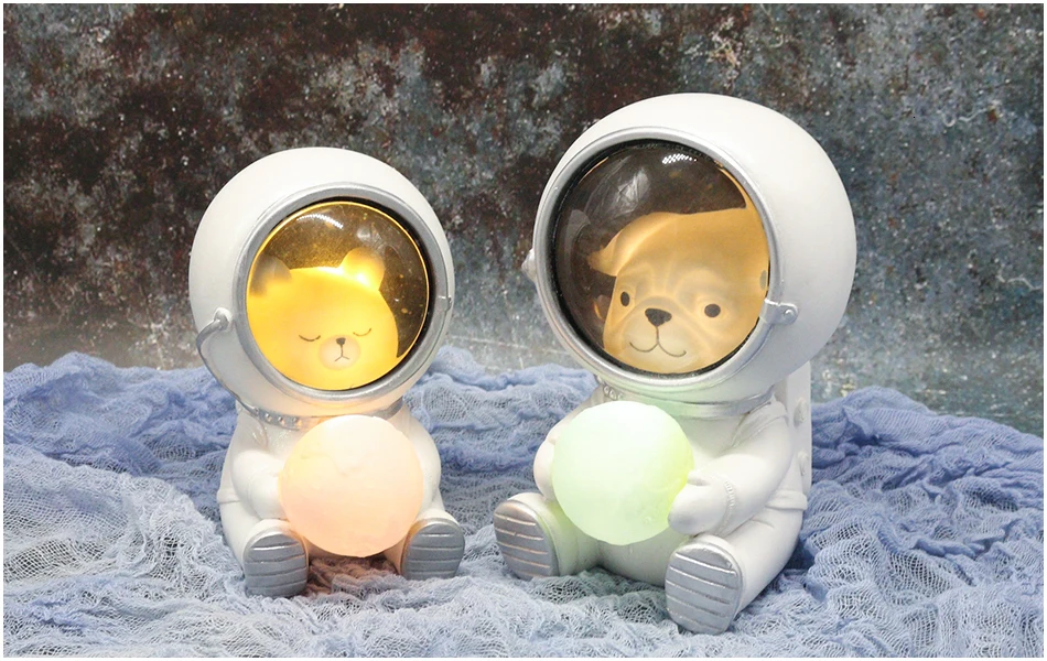 Ночной светильник LEDIARY Animal Astronaut, собака, кошка, медведь, украшения, светильник для животных, настольная лампа, теплый белый декор из смолы, светильник ing