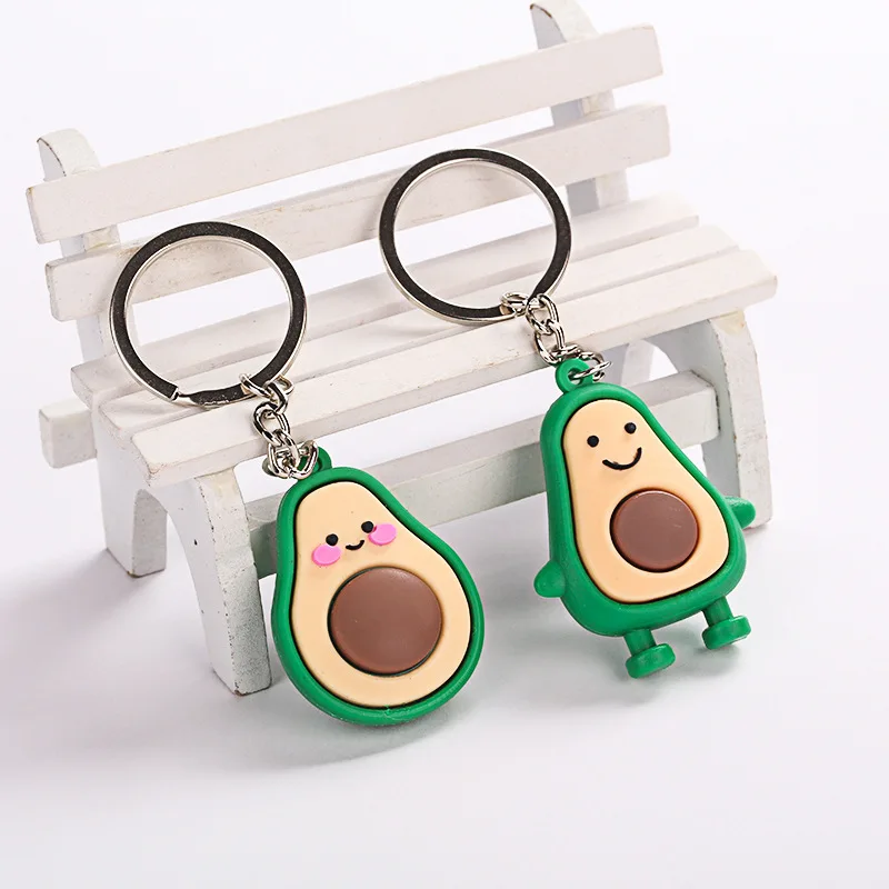 Fashion Simulation Fruit Shy Avocado Smile-shaped Keychain 3D Soft Resin Key Chains Jewelry Wedding Party Gift | Украшения и