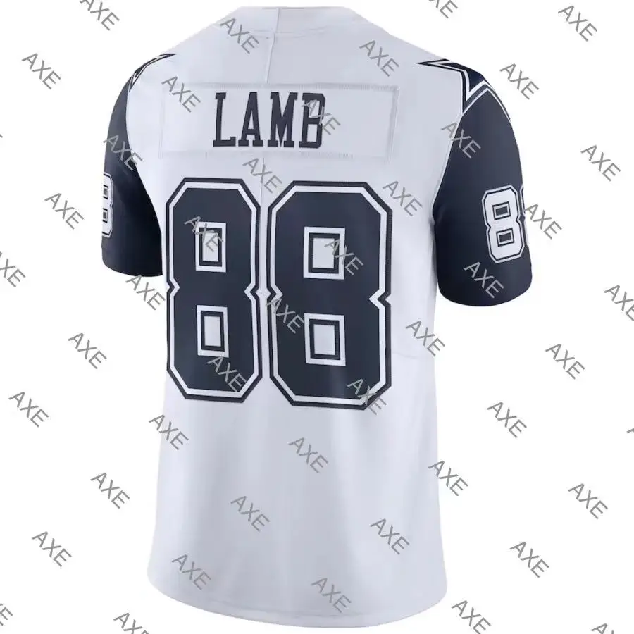 

Embroidery Letters American Football Jersey Dallas CeeDee Lamb Pro Line Logo Navy Blue White Men's Legend Jersey
