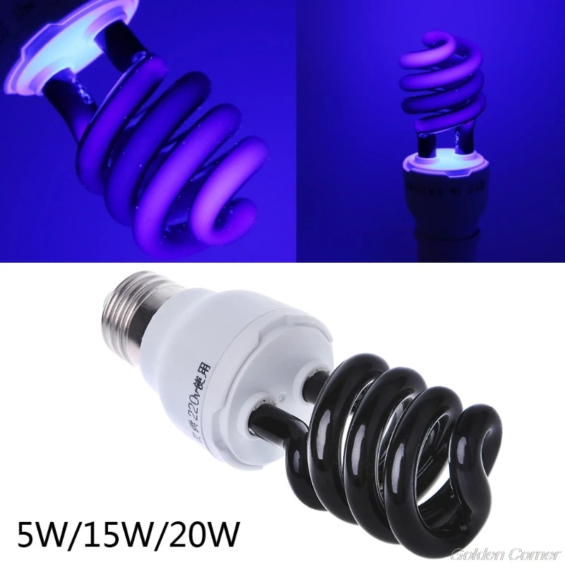 

E27 5/15/20W UV Ultraviolet Fluorescent Blacklight CFL Light Bulb Lamp 220V M06 21 Dropshiping