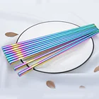 Красочные палочки для еды из нержавеющей стали, многоразовые голографические радужные палочки для еды из нержавеющей стали 2019