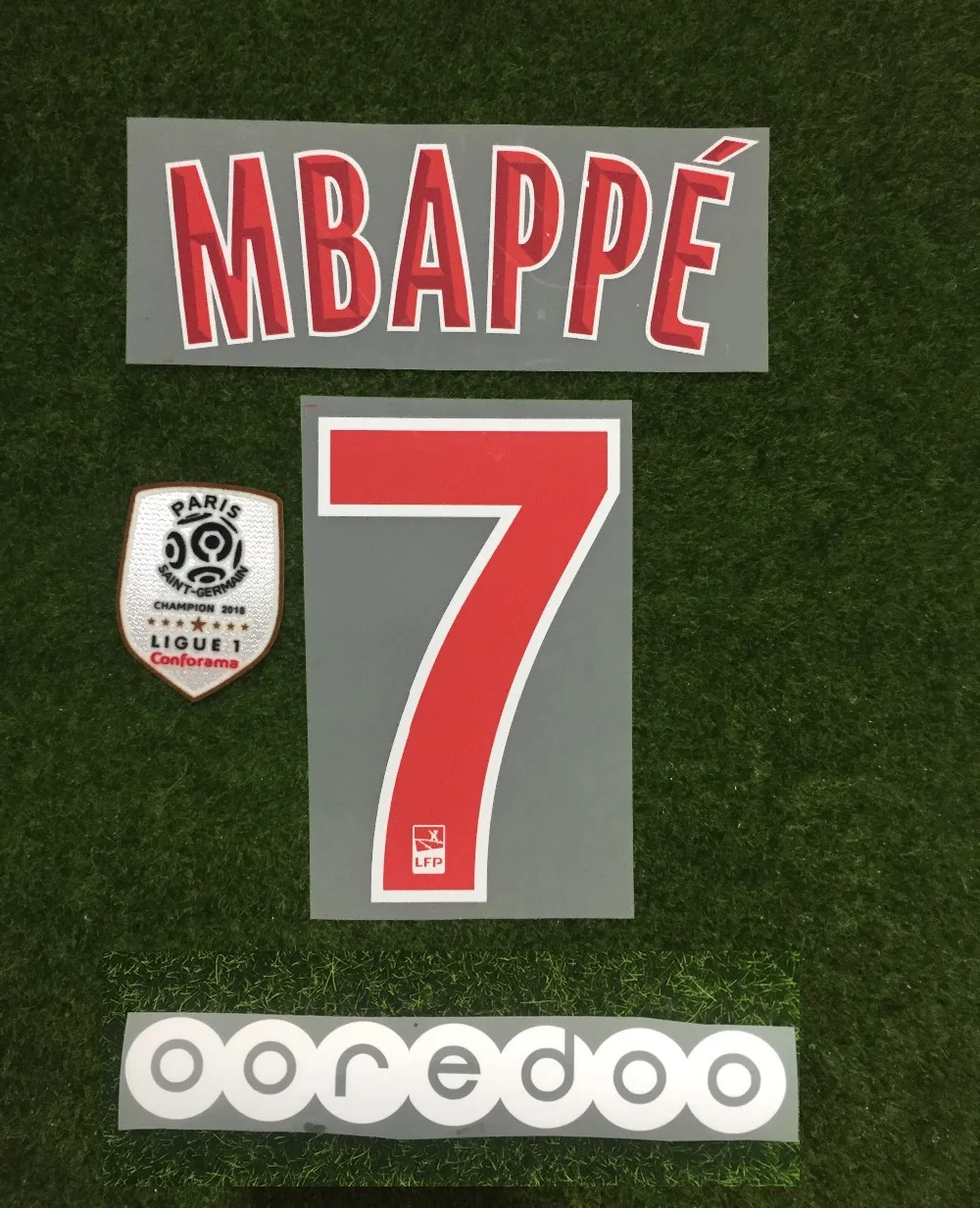 2018 19 Лига 1 Mbappe наименование Номер набора + патч чемпиона спонсора Ooredoo|Заплатки| |