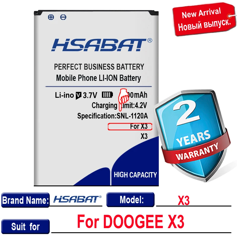 Аккумулятор HSABAT 3100 мАч для аккумуляторов DOOGEE X3 бесплатная доставка | Мобильные