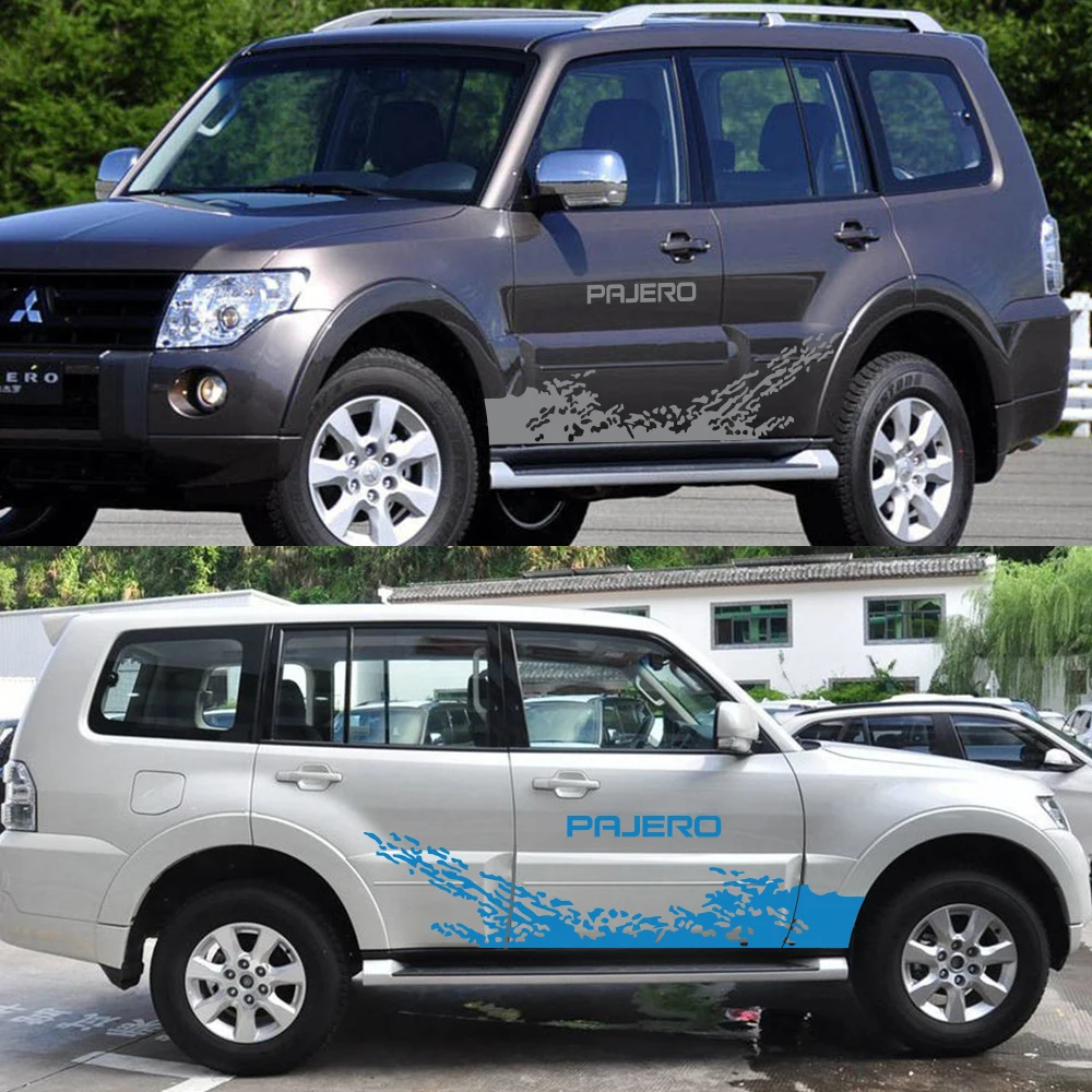 Модные боковые наклейки на двери автомобиля 2 шт. для Mitsubishi Pajero автомобильные