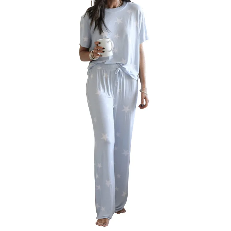 

2021 Summer New Fresh And Sweet Cute Two-piece Ladies Suit Printed Two-piece Pajamas Suit Casual Loose Home Wear