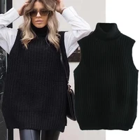 withered 2021 england winter sweaters women ins fashion blogger vintage turtleneck solid tank long sweaters women pullovers tops
