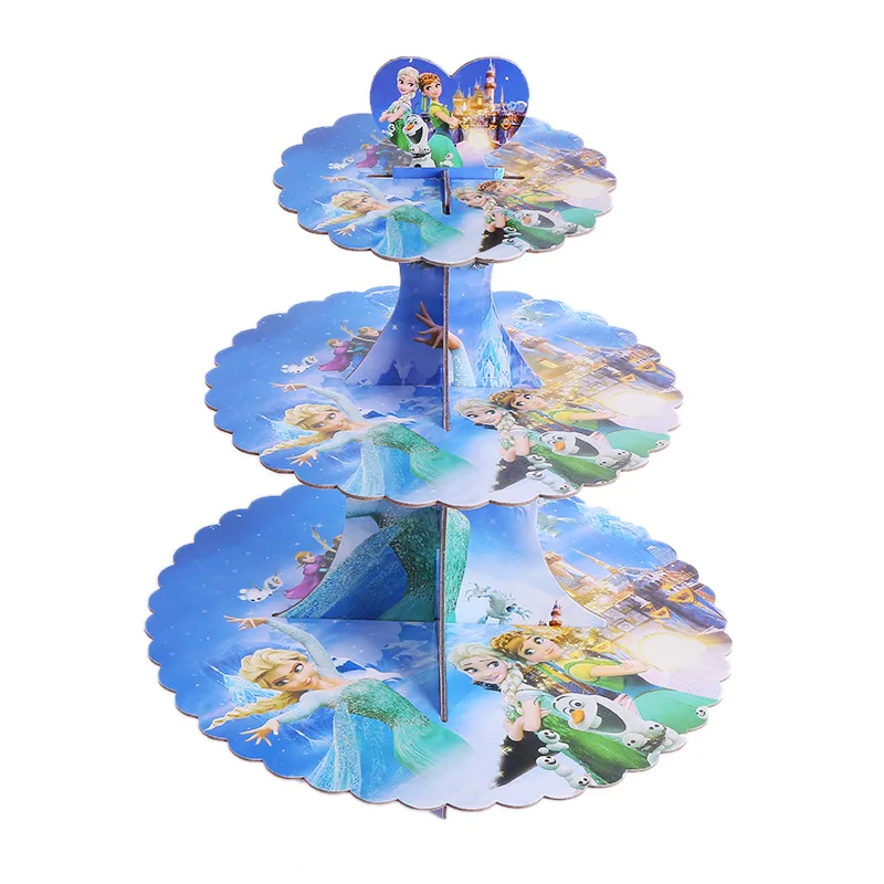 Cake Stand 1Pcs Холодное сердце Анна Лиза вечерние принадлежности День Рождения украшения одноразовые столовые приборы набор бумажные тарелки чашки баннер детский душ Декор - Цвет: Cake Stand 1Pcs
