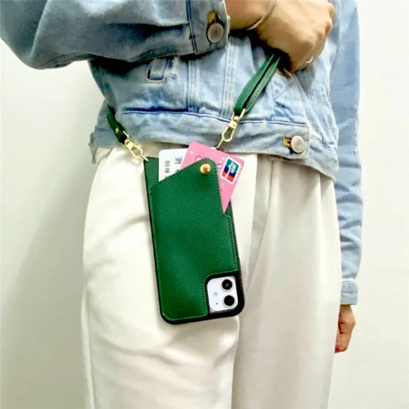 

The same star crossbody bag lanyard card iPhone13Pro mobile phone case leather case xs strap female crossbody 7plus hanging neck