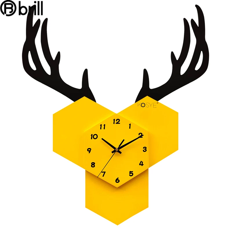 

Deer Large Wall Clocks Creative Living Room Mute Wall Clocks Home Nordic Deer Head Clock Simple Decoration Big Idea Clock 50