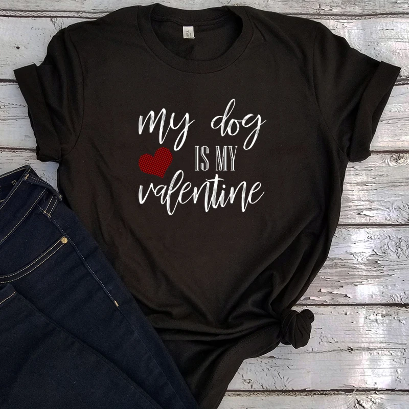 

My Dog Is My Valentine Sweatshirt Casual Print Pullovers Hoodies Women Oversized 2020 Happy Valentines Day Woman Clothes