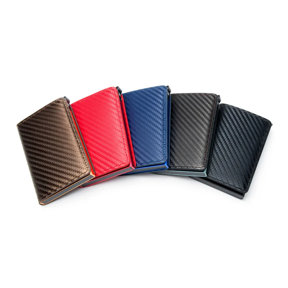 

Brand Fashion Color Carbon Fiber Protector Credit Card Holder Men Women Aluminium Metal RFID Credit Card Holder Wallet