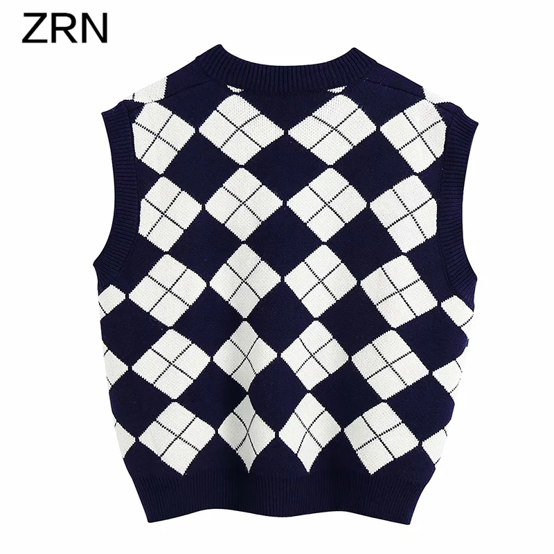 Женский жаккардовый свитер ZRN Осенний винтажный элегантный Трикотажный жилет с