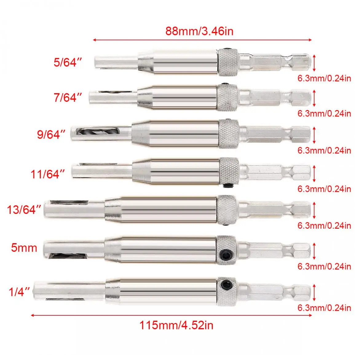 7pcs/lot Hinge Opener Carpentry Hole Puncher Tapper Hexagonal Bit Positioning Special Borehole Core Drill Set | Инструменты