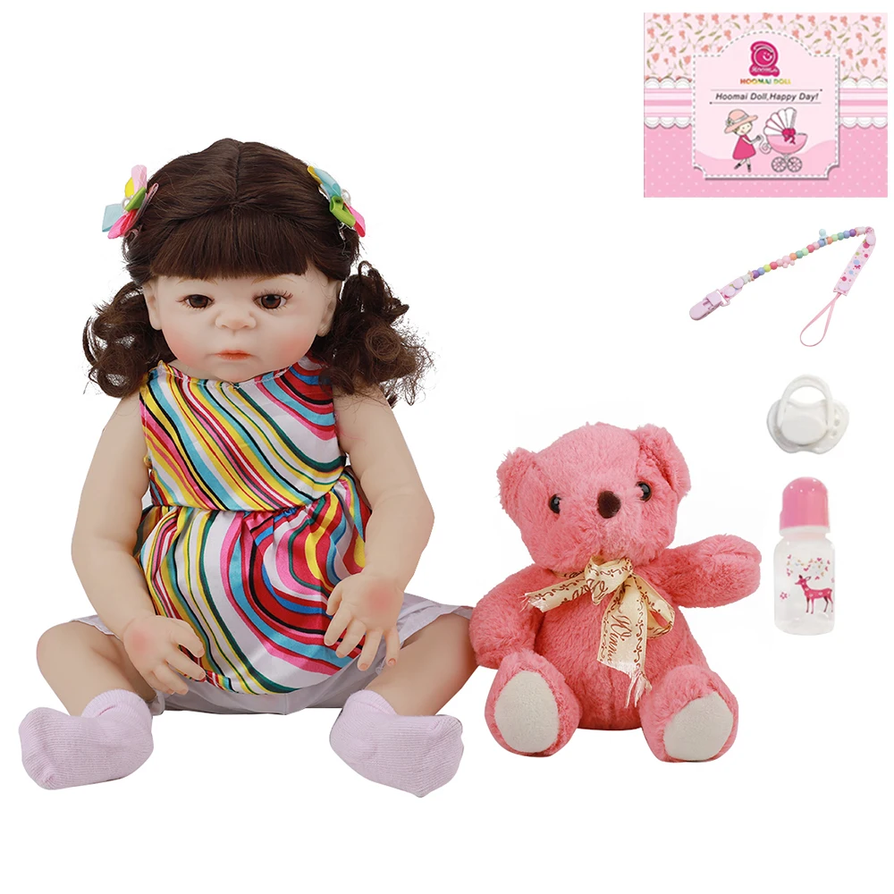 

48CM Lifelike Reborn Girl Doll 18" Cute Full Silicone Vinyl Body Fashion Realistic Newborn Baby For Children's Day Gifts Present