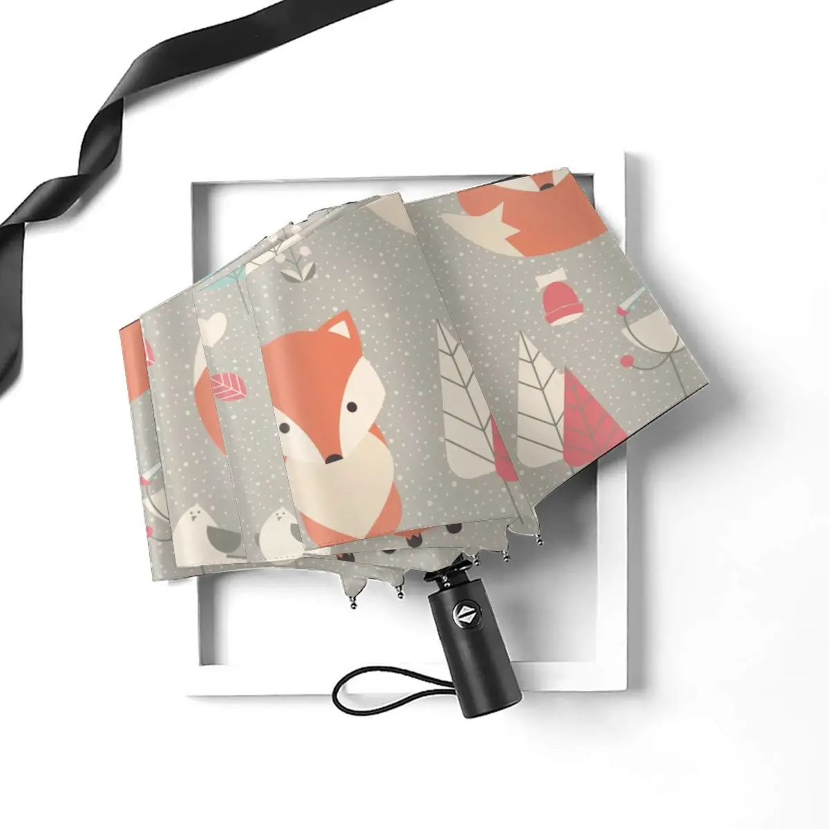 Автоматический зонт с рисунком лисы тройного сложения Зонт от дождя для мужчин и