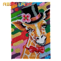 latch hook rug chunky yarn tapestry kits crocheting cushion mat miss giraffe diy carpet rug needlework hobby crafts 5785cm