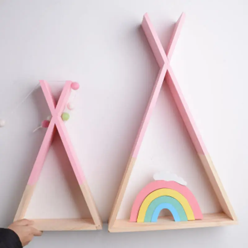 1 Piece 39*23cm Wooden DIY Storage Rack Wood Crafts Bedroom Kids Room Living Wall Hanging Shelf Decoration Photobooth Props |