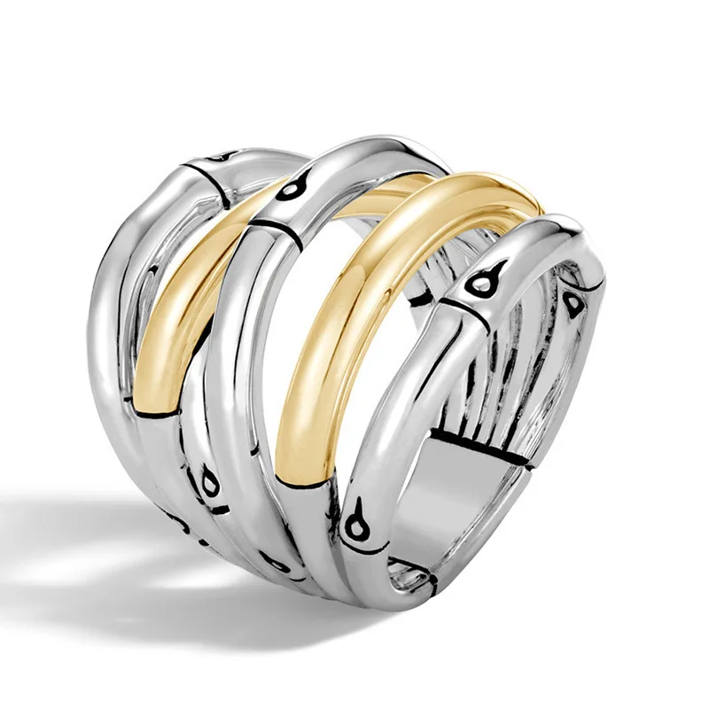 

New Design Totem Symbol Winding Ring Fashion Jewelry Multi-layer Gold Cross Signet Anillos Mujer Z3T295
