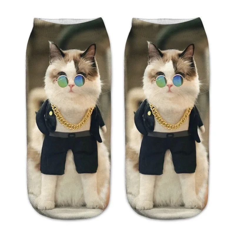 1 пара, новые детские короткие носки с 3d принтом кота для мальчиков и девочек-подростков, носки с подушками для девочек